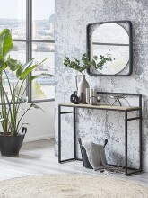 Konsole >37465< in eiche, schwarz, MDF, Metall -...