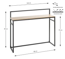 Konsole >37465< in eiche, schwarz, MDF, Metall - 100x89x30cm (BxHxT)