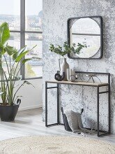 Konsole >37465< in eiche, schwarz, MDF, Metall -...