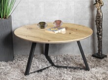 Couchtisch >37468< in eiche, schwarz, MDF, Metall - 42x80cm (HxD)