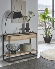 Konsole >37478< in eiche, schwarz, MDF, Metall -...