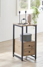 Beistelltisch >37479< in eiche, schwarz - 30x63x40cm (BxHxT)