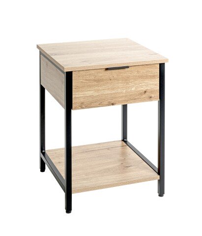 Beistelltisch >37480< in eiche, schwarz - 40x55x40cm (BxHxT)