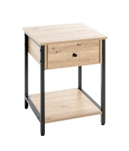Beistelltisch >37480< in eiche, schwarz - 40x55x40cm (BxHxT)