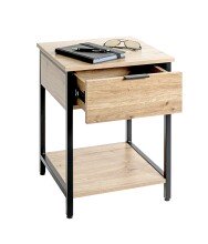 Beistelltisch >37480< in eiche, schwarz - 40x55x40cm (BxHxT)