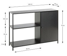 Ablageregal >37523< in schwarz, Metall - 100x75x30cm (BxHxT)