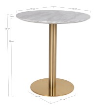 Esstisch >Bolzano< in Weiss, Marmor - 70x75x70cm (BxHxT)