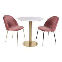 Esstisch >Bolzano< in Weiss, Marmor - 70x75x70cm (BxHxT)