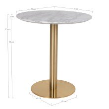 Esstisch >Bolzano< in Weiss, Marmor - 70x75x70cm (BxHxT)