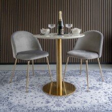 Esstisch >Bolzano< in Weiss, Marmor - 70x75x70cm (BxHxT)