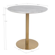 Esstisch >Bolzano< in Weiss, Marmor - 90x75x90cm (BxHxT)