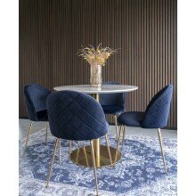 Esstisch >Bolzano< in Weiss, Marmor - 90x75x90cm (BxHxT)
