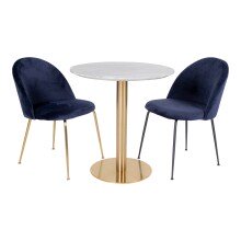 Esstisch >Bolzano< in Weiss, Marmor - 90x75x90cm (BxHxT)