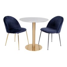 Esstisch >Bolzano< in Weiss, Marmor - 110x75x110cm (BxHxT)