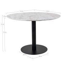 Esstisch >Bolzano< in Weiss, Marmor - 110x75x110cm (BxHxT)