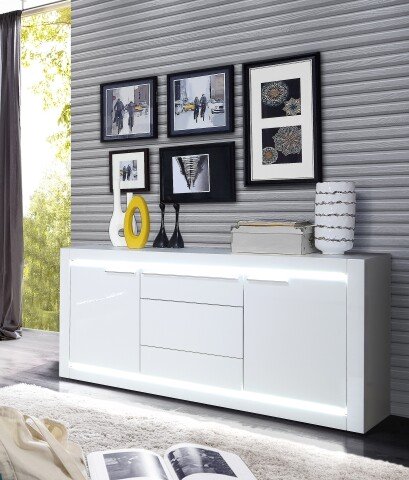 Kommode >L-Light < in weiß - 157,7x78,3x41,3cm (BxHxT)