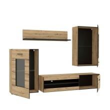Wohnwand >Seikola < in braun,schwarz - 238,2x168,4x41,1cm (BxHxT)