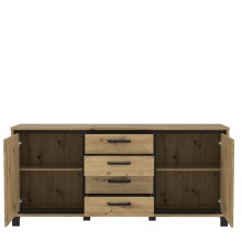 Kommode >Trondheim< in schwarz,braun - 178,4x81,3x41,5cm (BxHxT)
