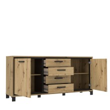 Kommode >Trondheim< in schwarz,braun - 178,4x81,3x41,5cm (BxHxT)