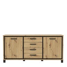 Kommode >Trondheim< in schwarz,braun - 178,4x81,3x41,5cm (BxHxT)