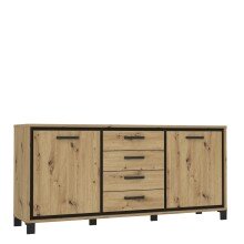 Kommode >Trondheim< in schwarz,braun - 178,4x81,3x41,5cm (BxHxT)