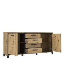Kommode >Trondheim< in schwarz,braun - 178,4x81,3x41,5cm (BxHxT)