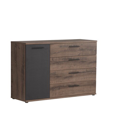 Kommode >Jacky < in braun,schwarz - 124,9x83,1x41,3cm (BxHxT)