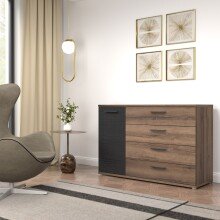 Kommode >Jacky < in braun,schwarz - 124,9x83,1x41,3cm (BxHxT)