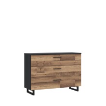 Kommode >Jakobina < in schwarz,braun - 120,1x85,8x41,3cm (BxHxT)