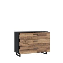 Kommode >Jakobina < in schwarz,braun - 120,1x85,8x41,3cm (BxHxT)