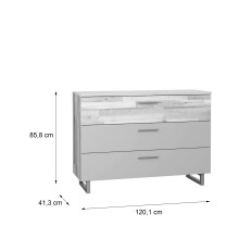 Kommode >Sirius Black < in braun,grau - 120,1x85,8x41,3cm (BxHxT)