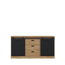 Kommode >Kaszimiro< in braun,schwarz - 173,3x88,2x52cm (BxHxT)