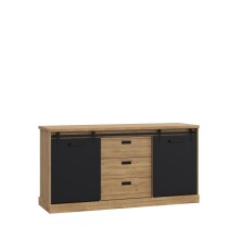 Kommode >Kaszimiro< in braun,schwarz - 173,3x88,2x52cm (BxHxT)