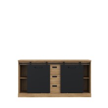Kommode >Kaszimiro< in braun,schwarz - 173,3x88,2x52cm (BxHxT)