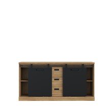 Kommode >Kaszimiro< in braun,schwarz - 173,3x88,2x52cm (BxHxT)