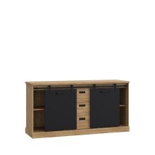 Kommode >Kaszimiro< in braun,schwarz - 173,3x88,2x52cm (BxHxT)