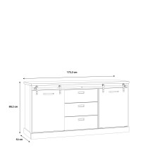 Kommode >Kaszimiro< in braun,schwarz - 173,3x88,2x52cm (BxHxT)