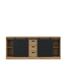 Kommode >Kaszimiro< in braun,schwarz - 213,4x88,2x52cm (BxHxT)