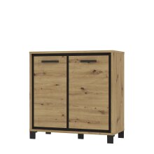 Kommode >Trondheim< in schwarz,braun - 91,4x91,2x41,5cm (BxHxT)
