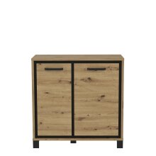 Kommode >Trondheim< in schwarz,braun - 91,4x91,2x41,5cm (BxHxT)