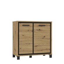 Kommode >Trondheim< in schwarz,braun - 91,4x91,2x41,5cm (BxHxT)