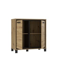 Kommode >Trondheim< in schwarz,braun - 91,4x91,2x41,5cm (BxHxT)