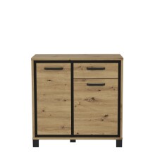 Kommode >Trondheim< in schwarz,braun - 91,4x91,2x41,5cm (BxHxT)