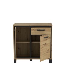 Kommode >Trondheim< in schwarz,braun - 91,4x91,2x41,5cm (BxHxT)