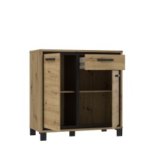 Kommode >Trondheim< in schwarz,braun - 91,4x91,2x41,5cm (BxHxT)