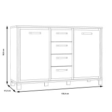 Kommode >Trondheim< in schwarz,braun - 138,4x91,2x41,5cm (BxHxT)