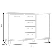 Kommode >Trondheim< in schwarz,braun - 138,4x91,2x41,5cm (BxHxT)