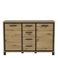 Kommode >Trondheim< in schwarz,braun - 138,4x91,2x41,5cm (BxHxT)