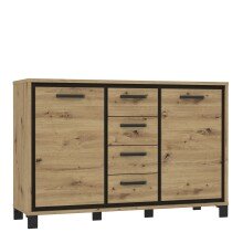 Kommode >Trondheim< in schwarz,braun - 138,4x91,2x41,5cm (BxHxT)