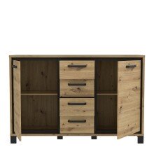 Kommode >Trondheim< in schwarz,braun - 138,4x91,2x41,5cm (BxHxT)